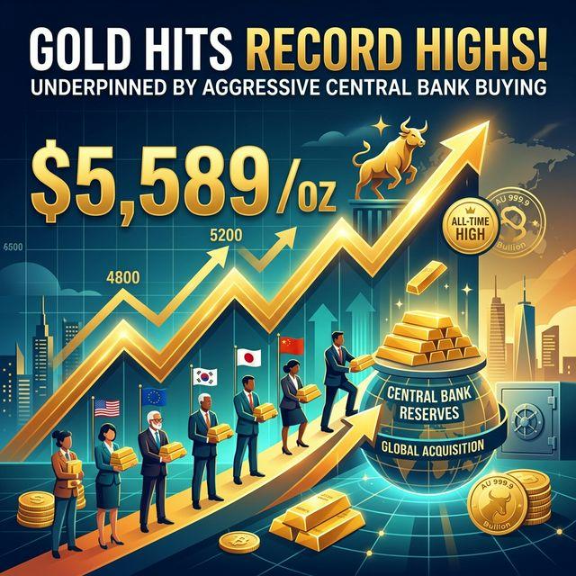 Gold Hit $5,589 and Central Banks Can't Stop Buying — Is $6,000 Next?