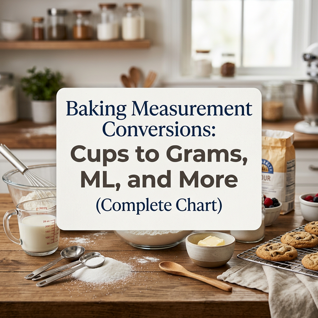Baking Measurement Conversions: Cups to Grams, ML, and More (Complete Chart)