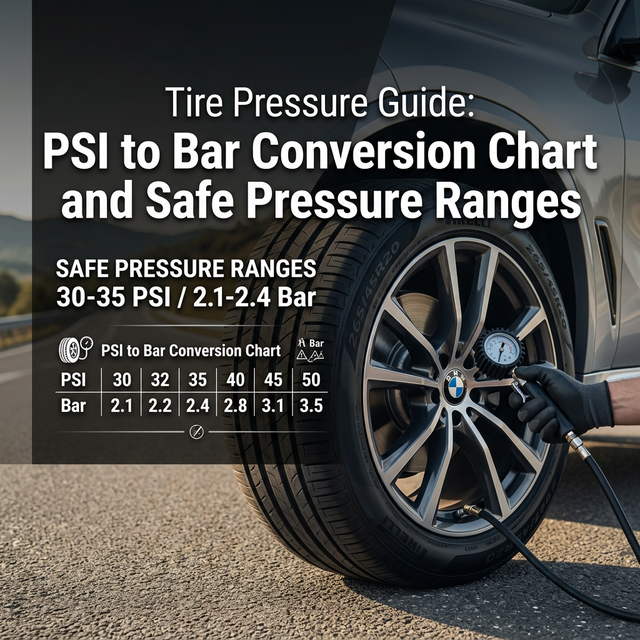 Tire Pressure Guide: PSI to Bar Conversion Chart and Safe Pressure Ranges