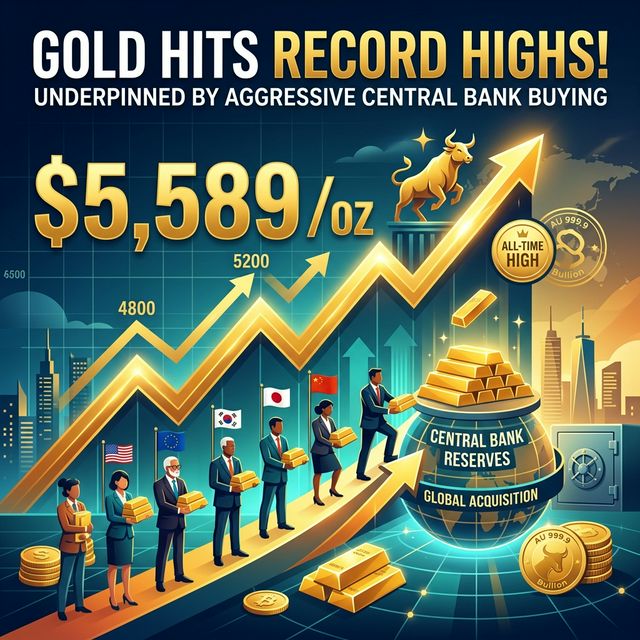 Gold Hit $5,589 and Central Banks Can't Stop Buying — Is $6,000 Next?